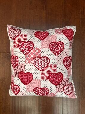 Novogratz Patchwork Print with Heart Quilted Accent Pillow - Red & Pink